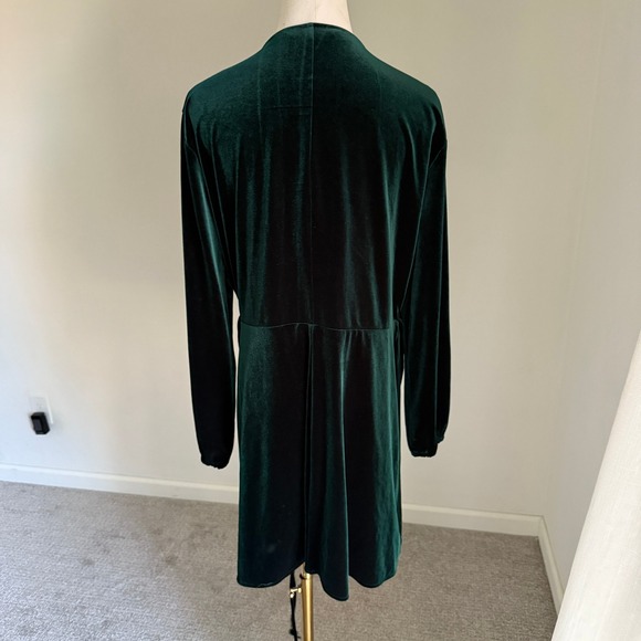 Zara Women Emerald Green Velvet Tie Waist Cardigan Jacket XXL Plus Size Glam - Picture 7 of 10